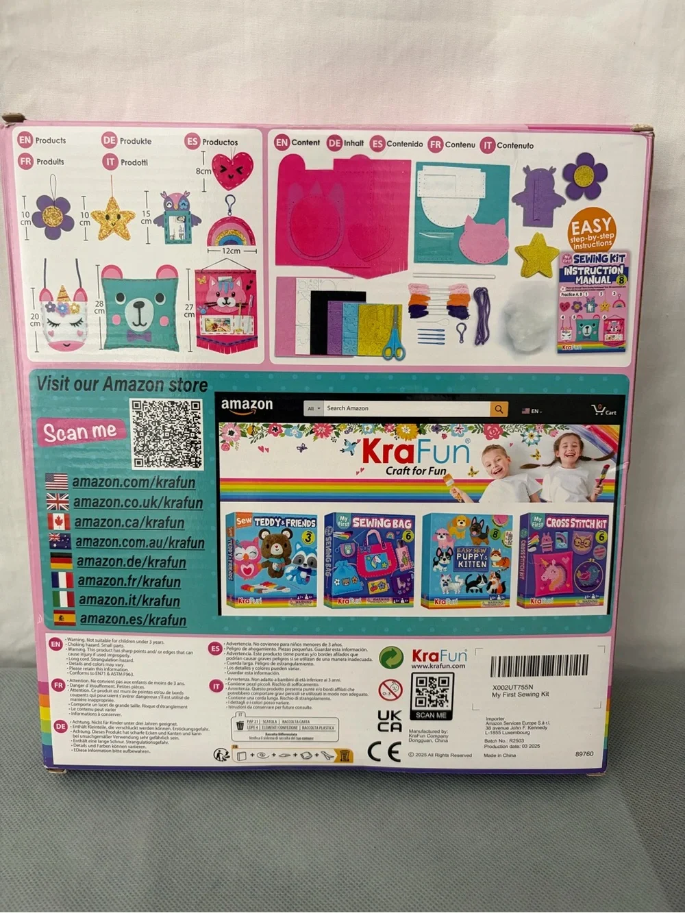 My First Sewing Kit KraFun Kids Craft Kit New in Box Make 8 Projects 6+(F224)